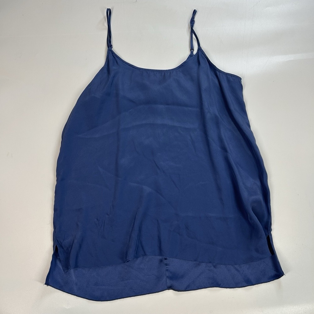 ATM Silk Round Neck Pullover Tank Top Women's Small Blouse Blue Blouse